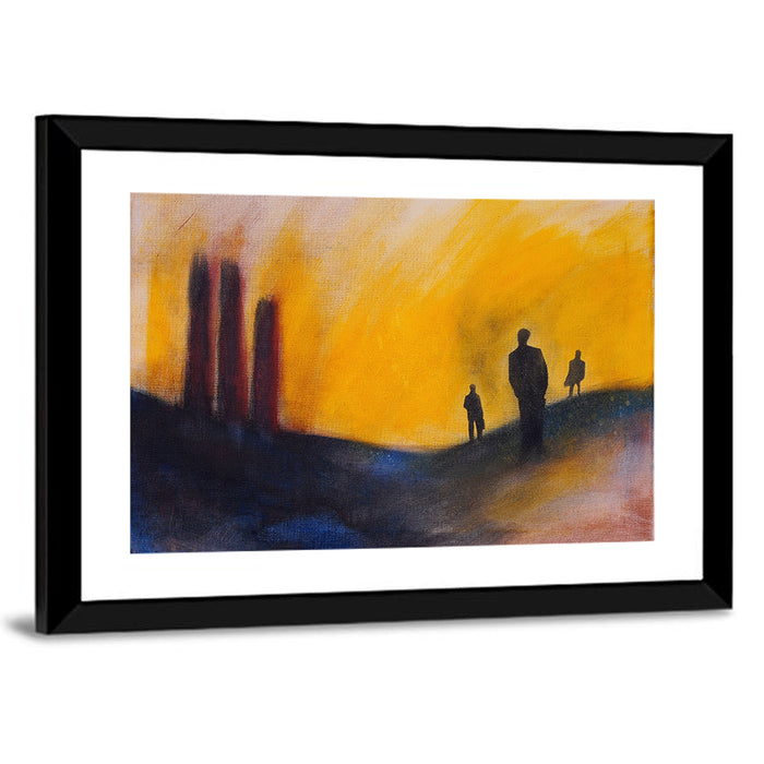 Surreal Hilly Silhouettes Wall Art as a framed print