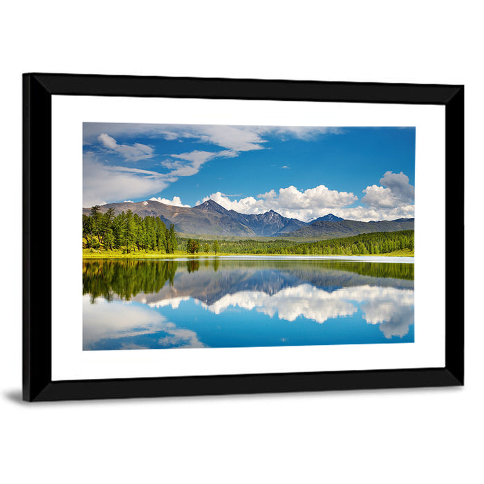 Altai Mountain Lake Reflection Wall Art as a framed print