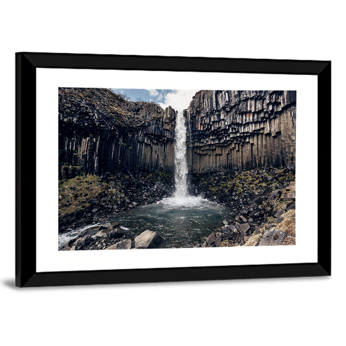 Svartifoss Basalt Waterfall Wall Art as a framed print