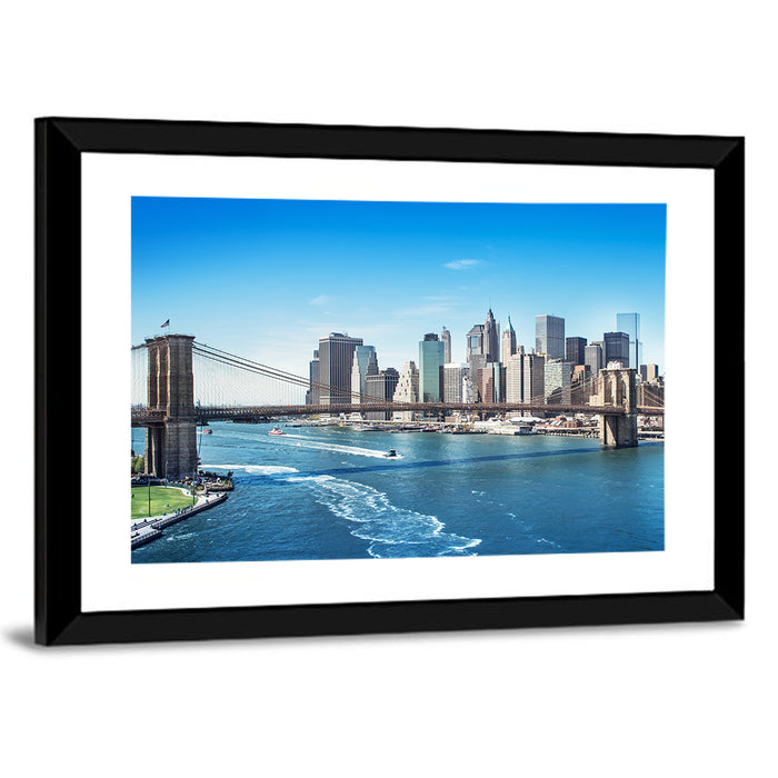 Brooklyn Bridge and Manhattan Skyline Wall Art as a framed print