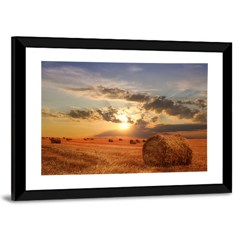 Stubble Field & Hay Bales Wall Art