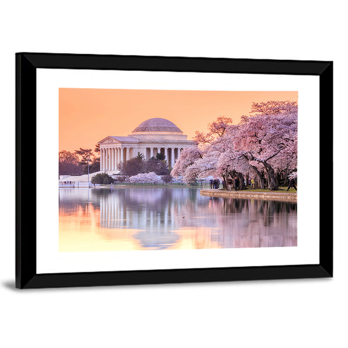 Jefferson Memorial with Cherry Blossoms Wall Art as a framed print