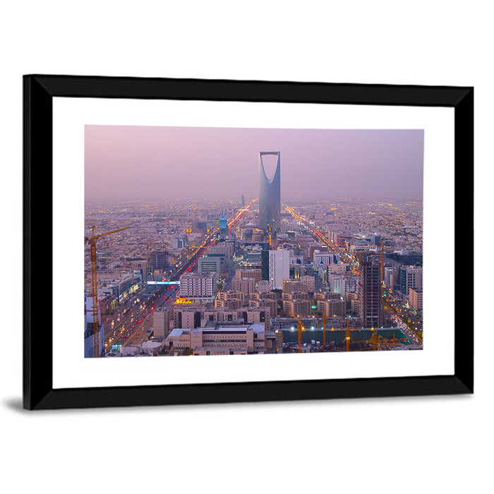 Kingdom Centre Riyadh at Dusk Wall Art as a framed print