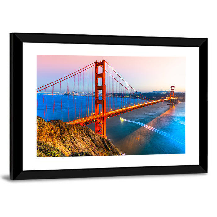Golden Gate Bridge at Dusk Wall Art as a framed print