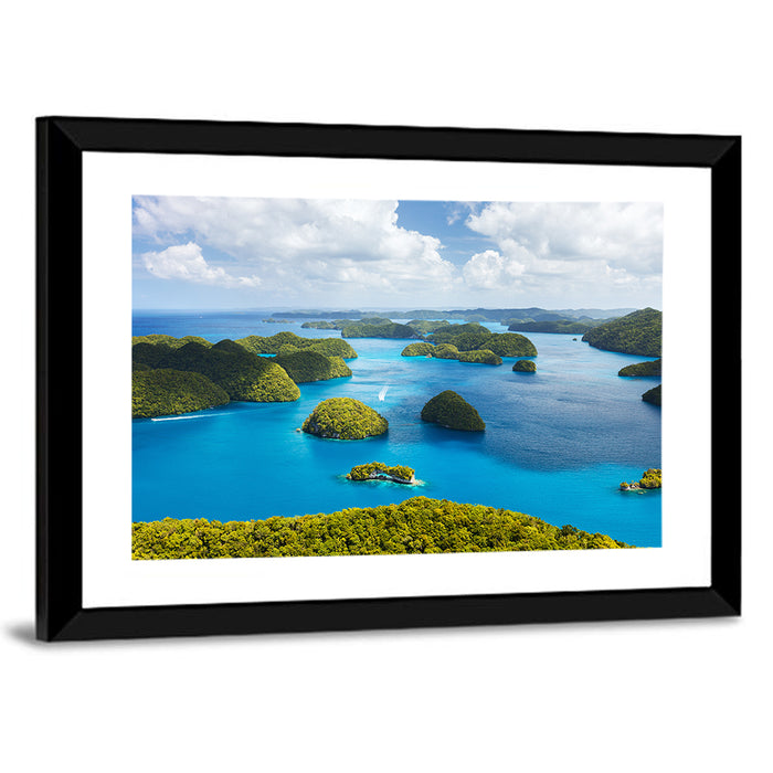 Rock Islands Aerial View Wall Art as a framed print