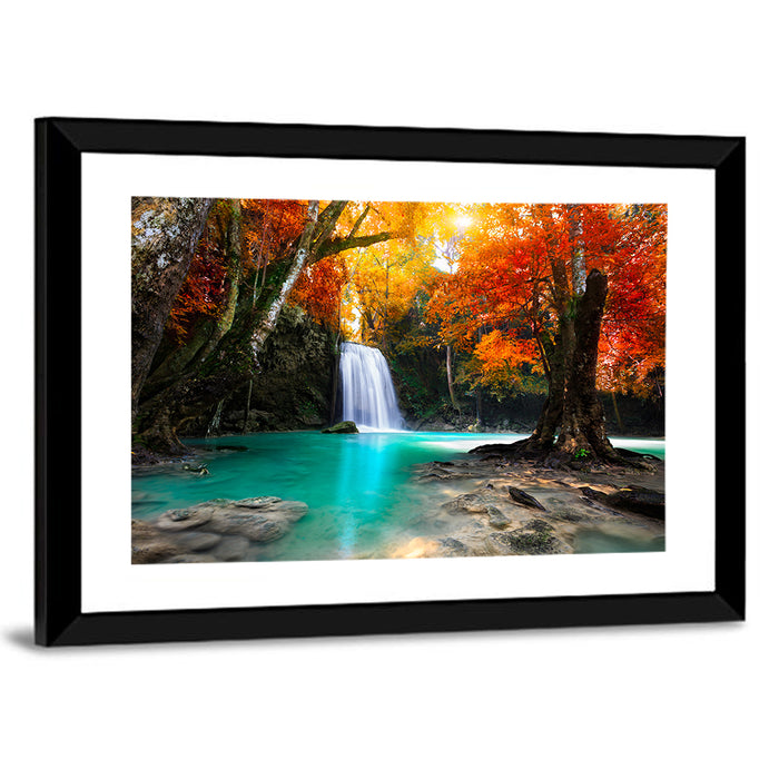 Autumn Forest Waterfall, Thailand Wall Art as a framed print