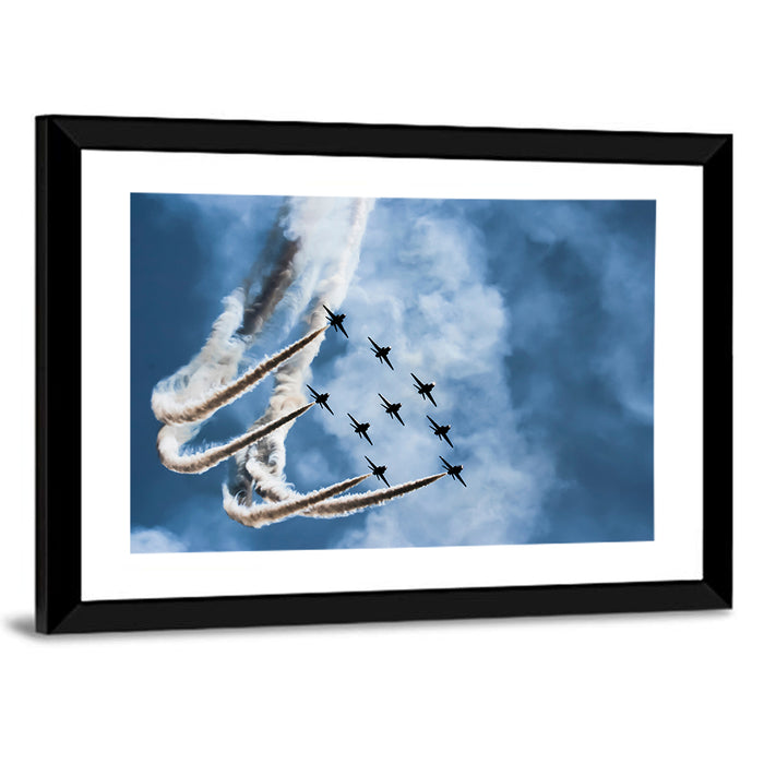 Nine-jet Aerobatic Formation Wall Art as a framed print