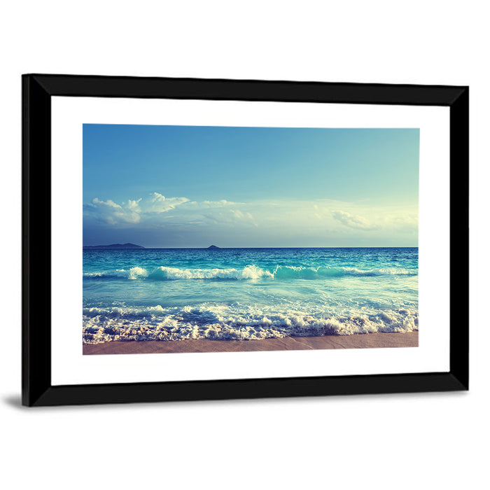 Seychelles Shoreline Wall Art as a framed print