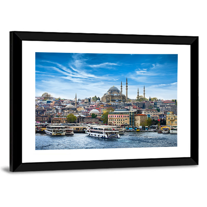 Istanbul Skyline with Suleymaniye Mosque Wall Art as a framed print
