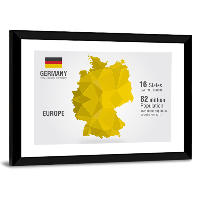 Germany Geometric Map Wall Art as a framed print
