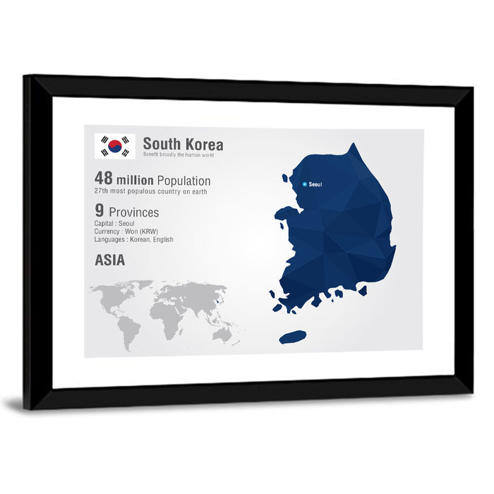 South Korea Infographic Map Wall Art as a framed print