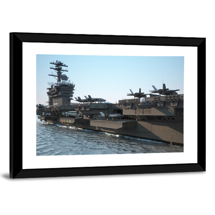 Navy Aircraft Carrier Wall Art as a framed print