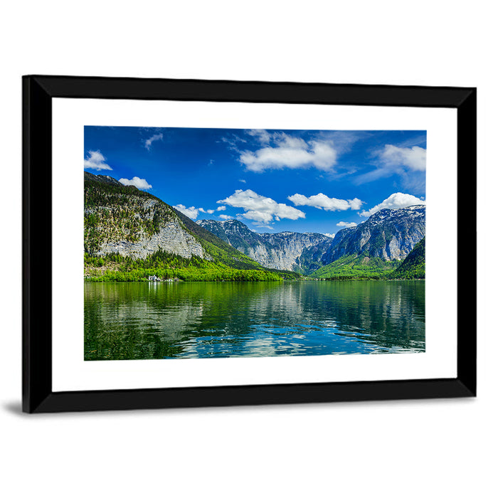Hallstatt Lake Reflection Wall Art as a framed print