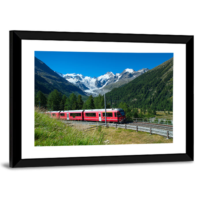 Bernina Express in Swiss Alps Wall Art as a framed print