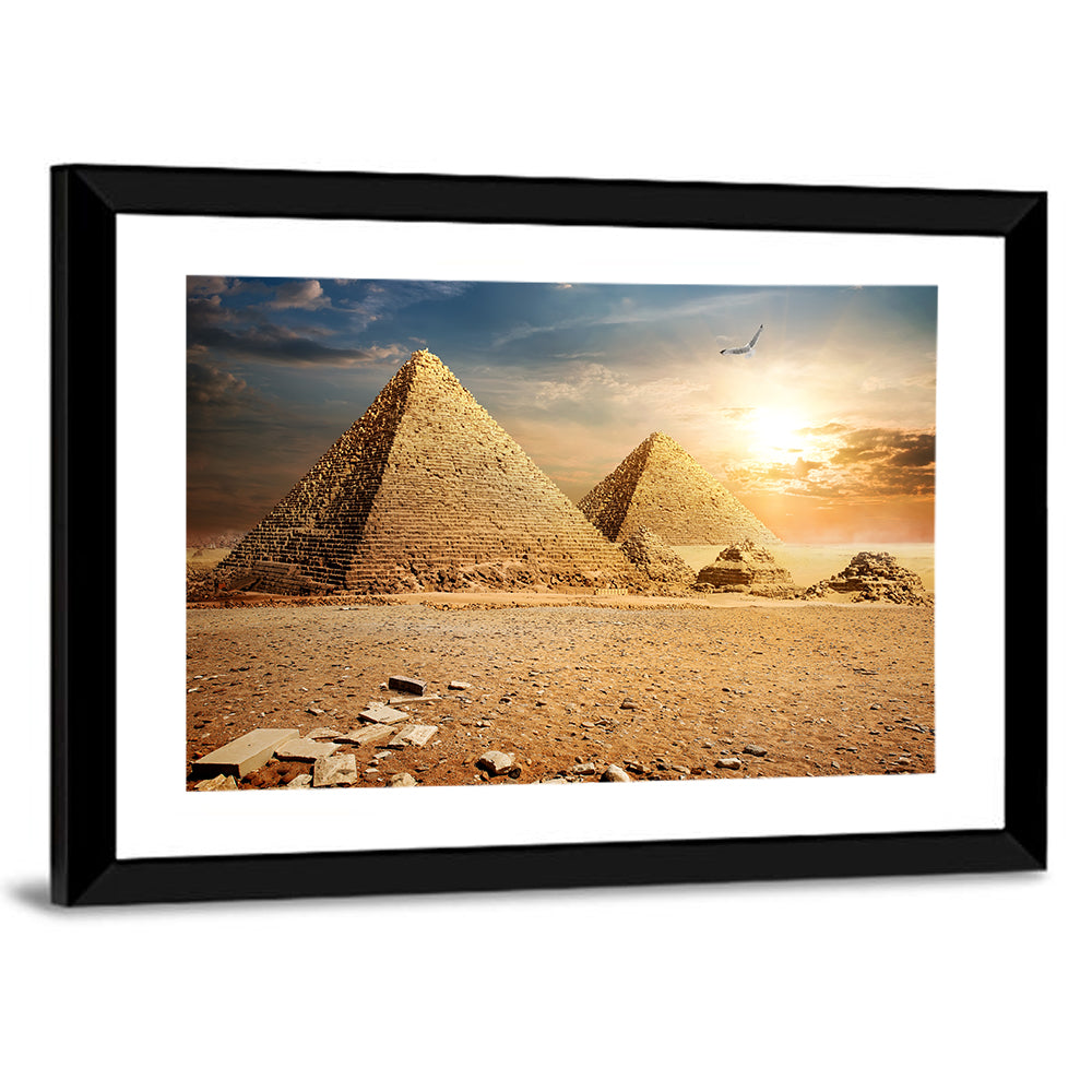 Pyramids At The Sunset Wall Art