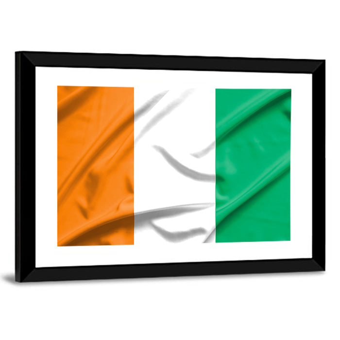 Ivory Coast Flag Rippled Tricolor Wall Art as a framed print