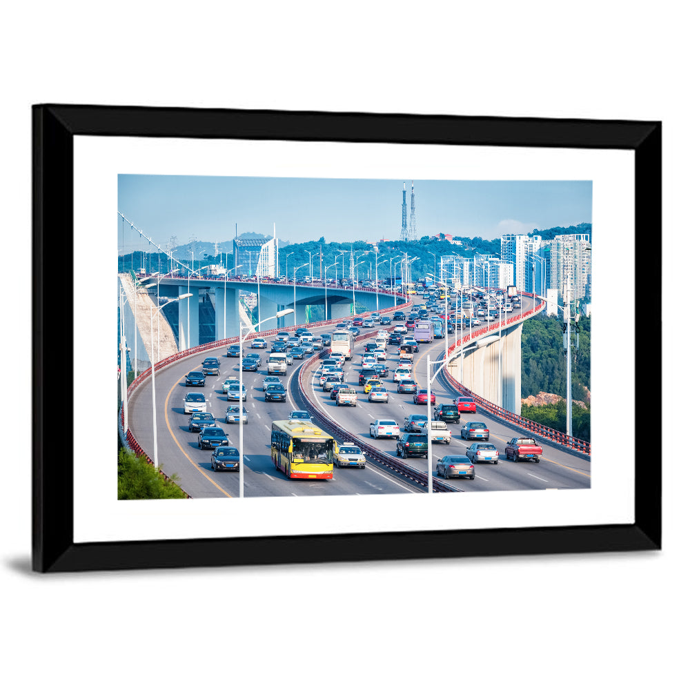 Heavy Traffic Closeup On Xiamen Bridge Wall Art