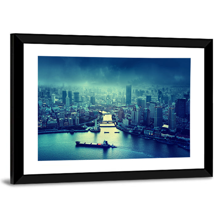 Shanghai Skyline at Sunset Wall Art