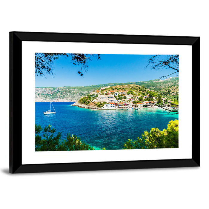 Assos Village, Kefalonia Bay Wall Art as a framed print