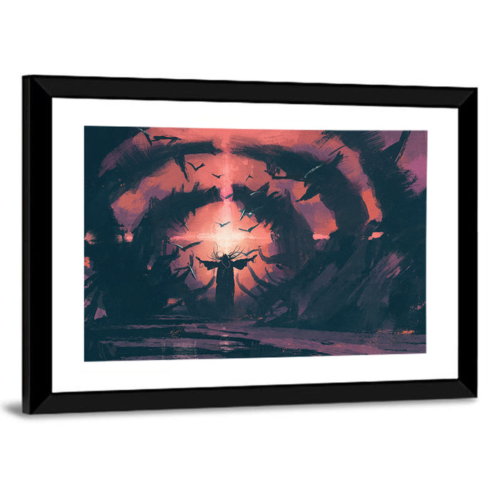 Old Wizard Casting a Spell Wall Art as a framed print