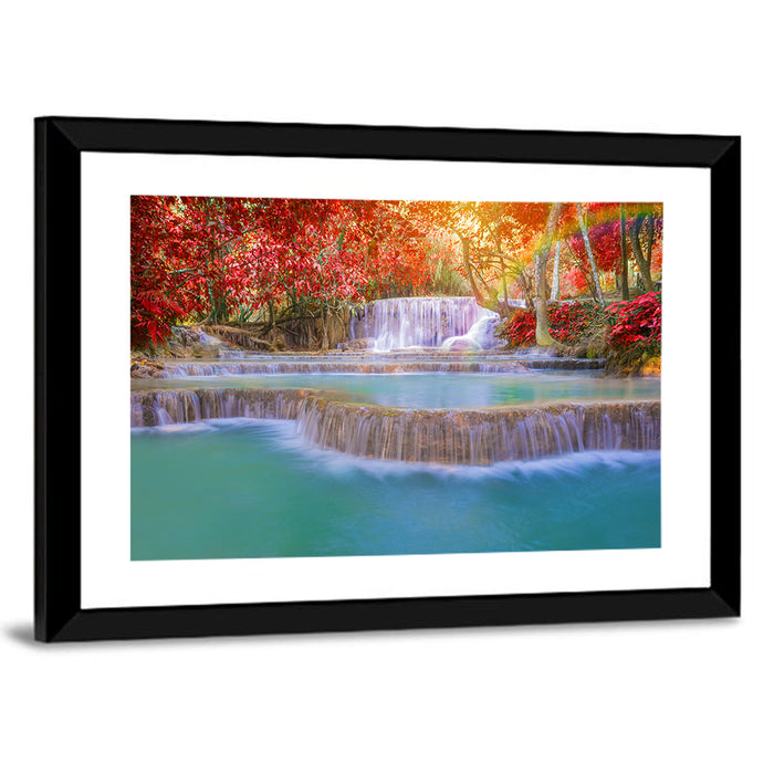 Tat Kuang Si Tiered Waterfalls Wall Art as a framed print