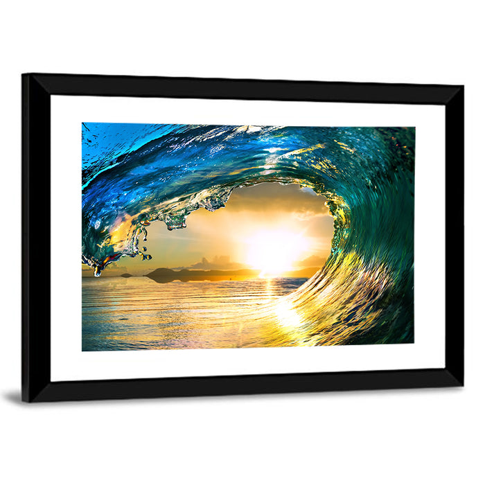 Sunset Wave Tunnel Wall Art as a framed print