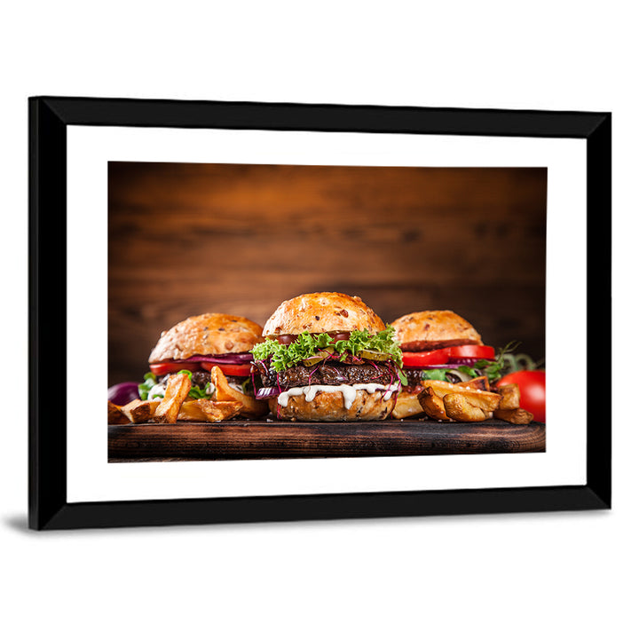 Rustic Homemade Burger Trio Wall Art
