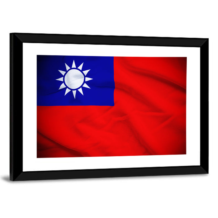 Taiwan National Flag Wall Art as a framed print