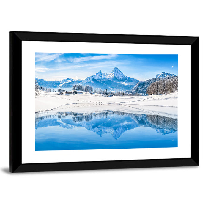 Watzmann Winter Reflection Wall Art as a framed print