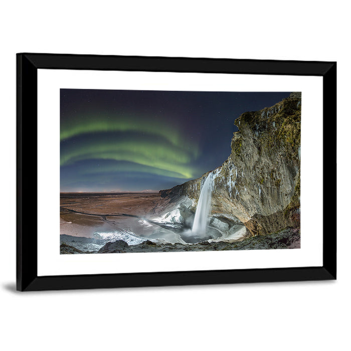Seljalandsfoss Waterfall Nightscape Wall Art as a framed print