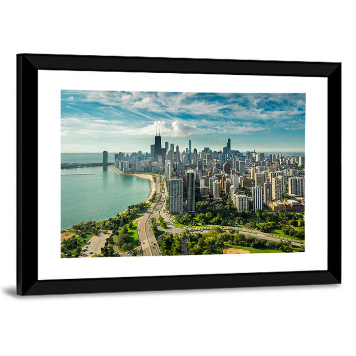 Chicago Lakefront Skyline Wall Art as a framed print