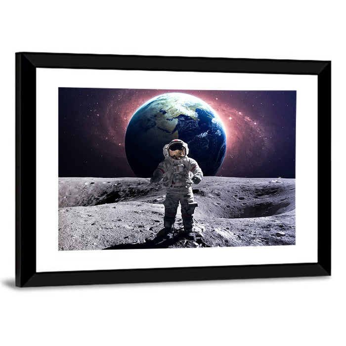 Astronaut at Lunar Spacewalk Wall Art as a framed print