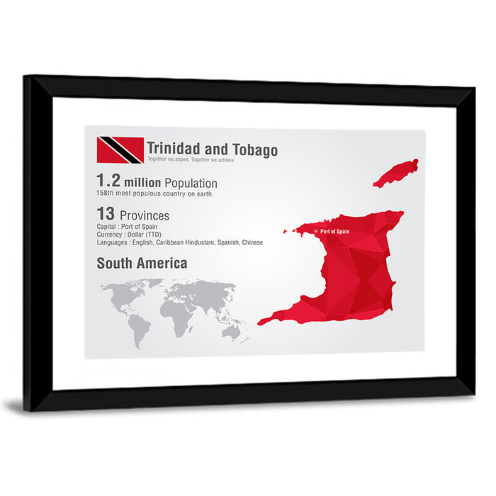Trinidad and Tobago Map Wall Art as a framed print