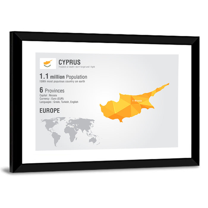 Cyprus Low-poly Map Wall Art as a framed print