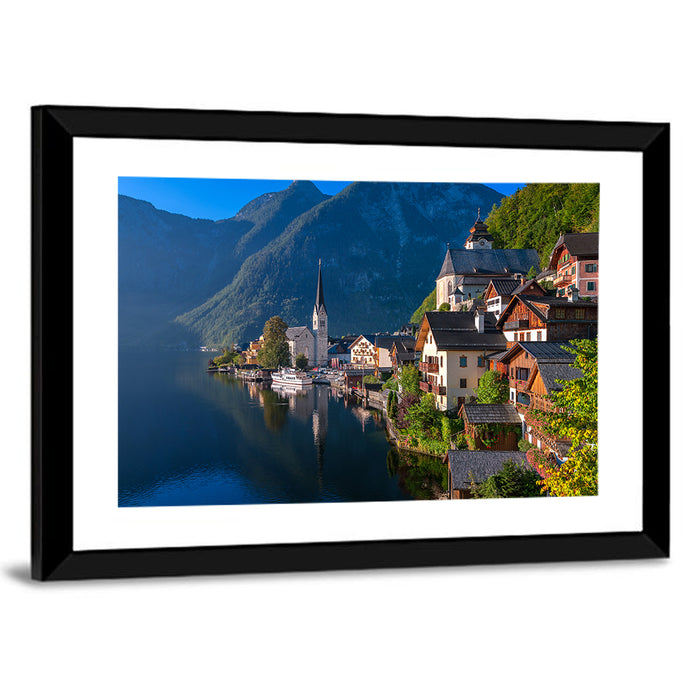 Hallstatt Lakeside Reflections Wall Art as a framed print
