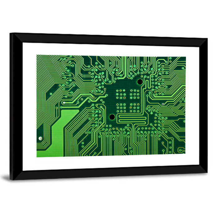 Microchip Connection Grid Wall Art as a framed print
