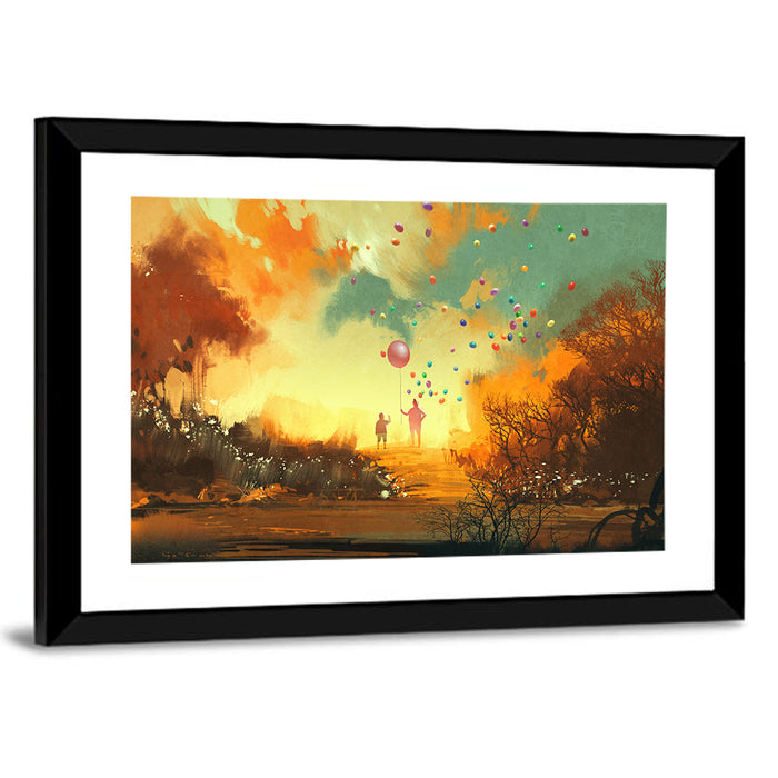 Magician Holding Balloon Wall Art as a framed print