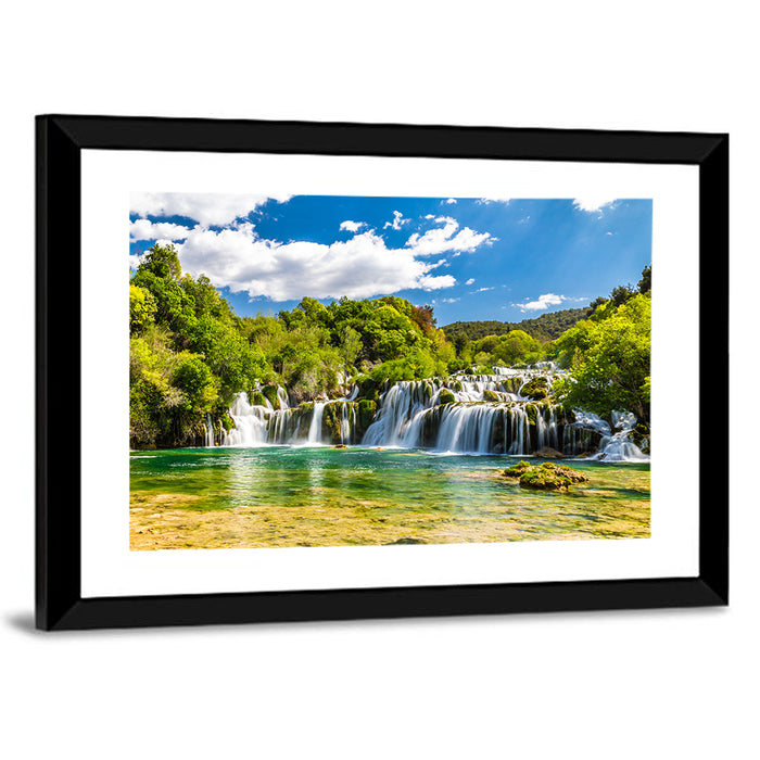 Skradinski Buk Cascading Waterfall Wall Art as a framed print