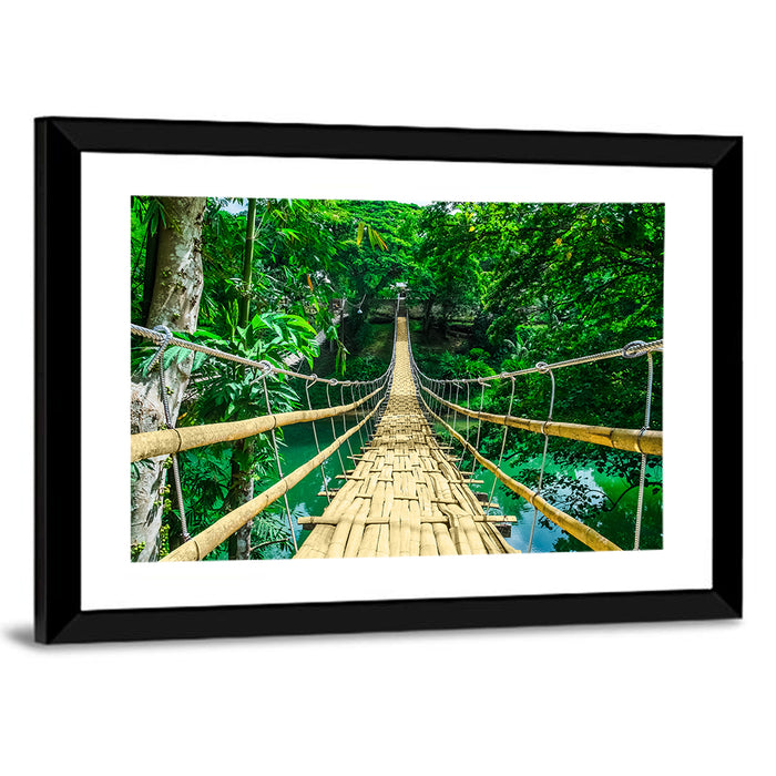 Bamboo Pedestrian Bridge Wall Art as a framed print