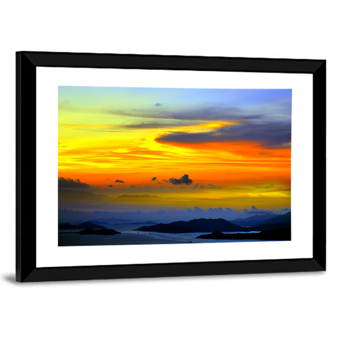 Tranquil Ocean Sunset Wall Art as a framed print