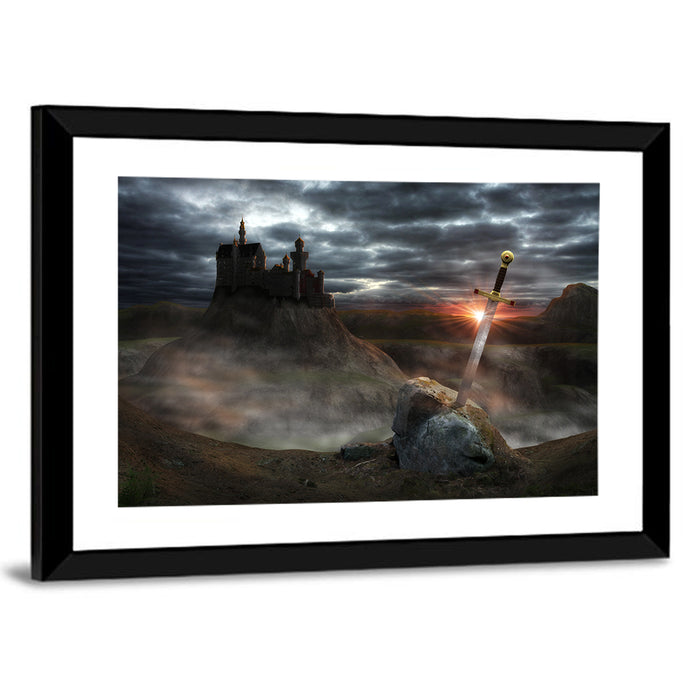 Camelot Castle with Excalibur Wall Art as a framed print