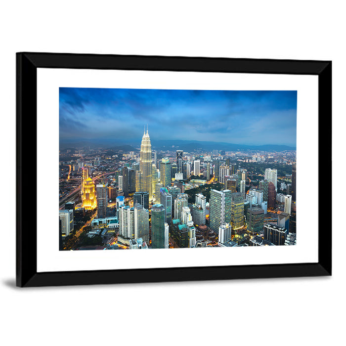 Kuala Lumpur Petronas Towers Skyline Wall Art as a framed print