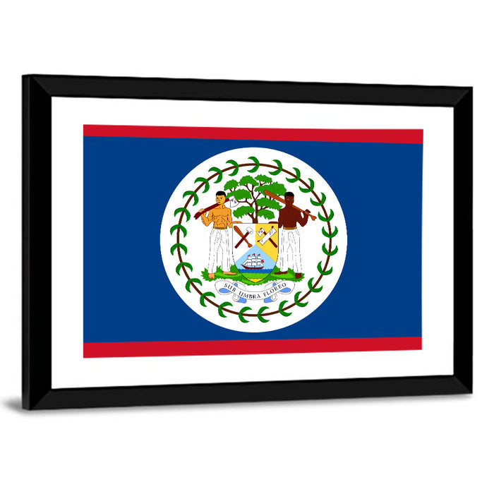 Belize National Flag Emblem Wall Art as a framed print