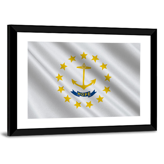 Rhode Island State Flag Wall Art as a framed print