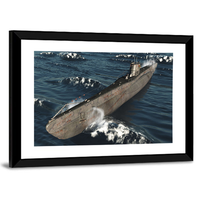 U-99 German Submarine at Sea Wall Art as a framed print