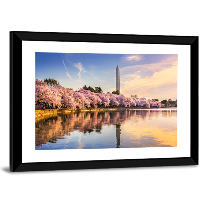 Washington Monument at Tidal Basin Wall Art as a framed print