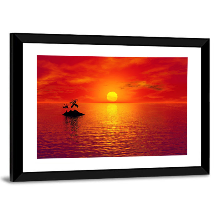 Coconut Island Sunset Wall Art as a framed print