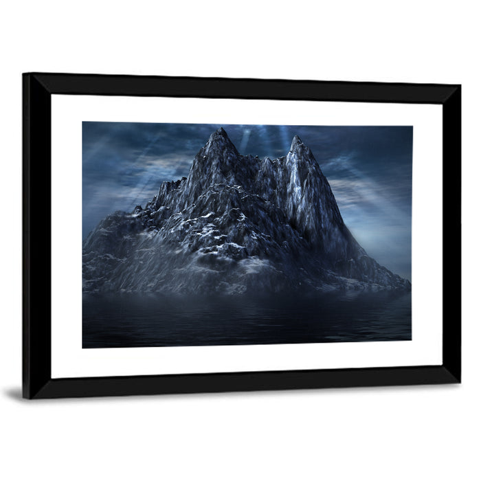 Midnight Mountain Reflection Wall Art as a framed print