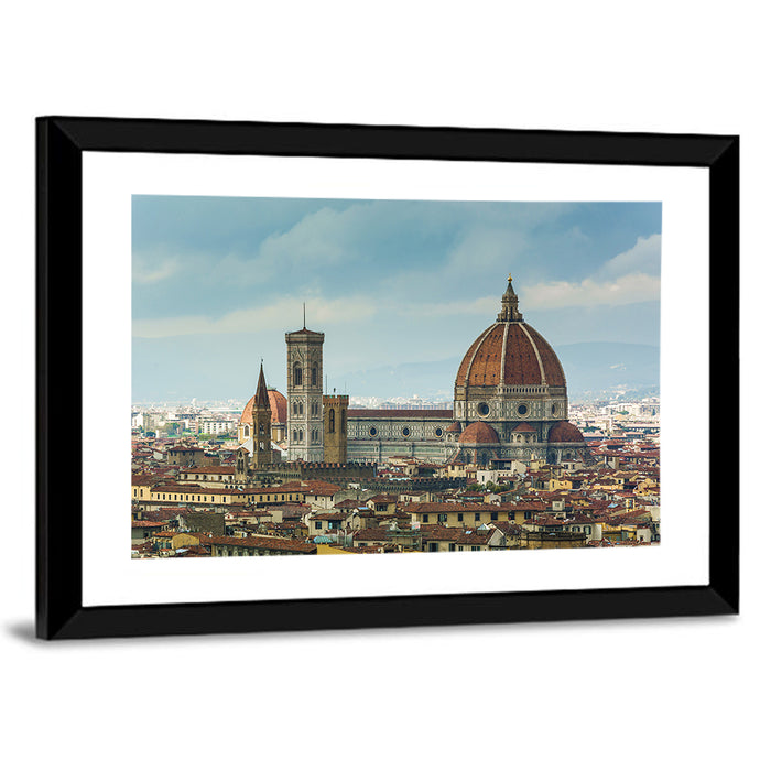 Florence Cathedral Dome and Bell Tower Wall Art as a framed print