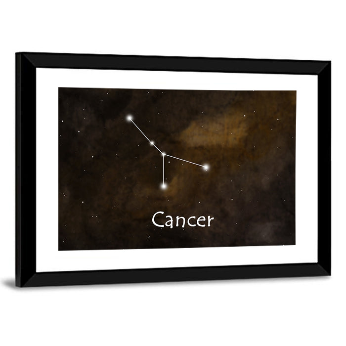 Cancer Zodiac Constellation Wall Art as a framed print